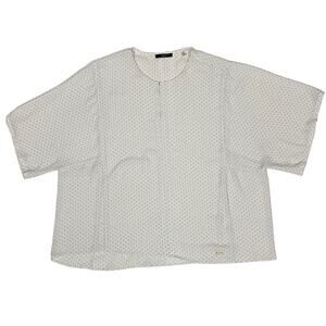 T Tahari Woman Polka Dot Blouse - White - 2X